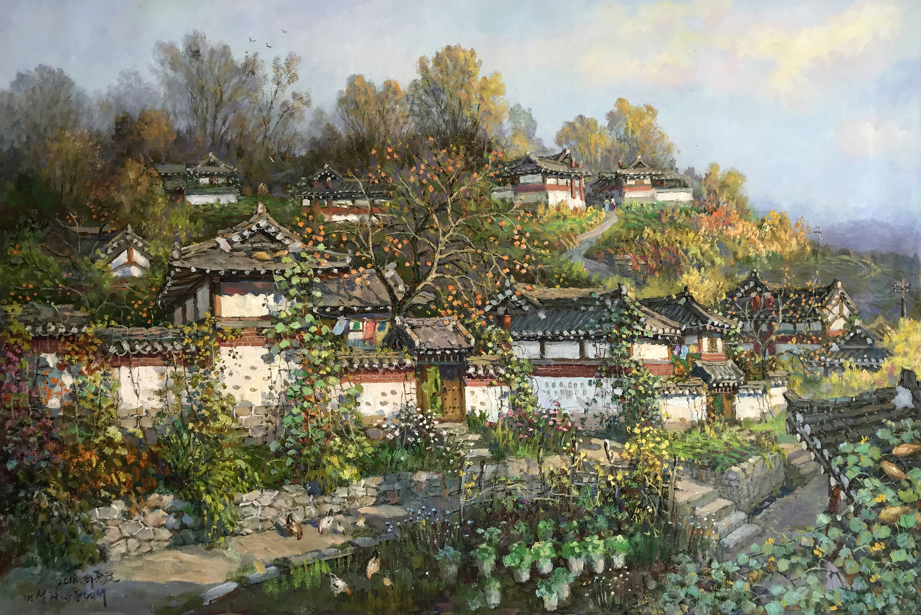 【朝鲜油画】李钟元 美丽的开城景色 2018年 115 x 79cm
