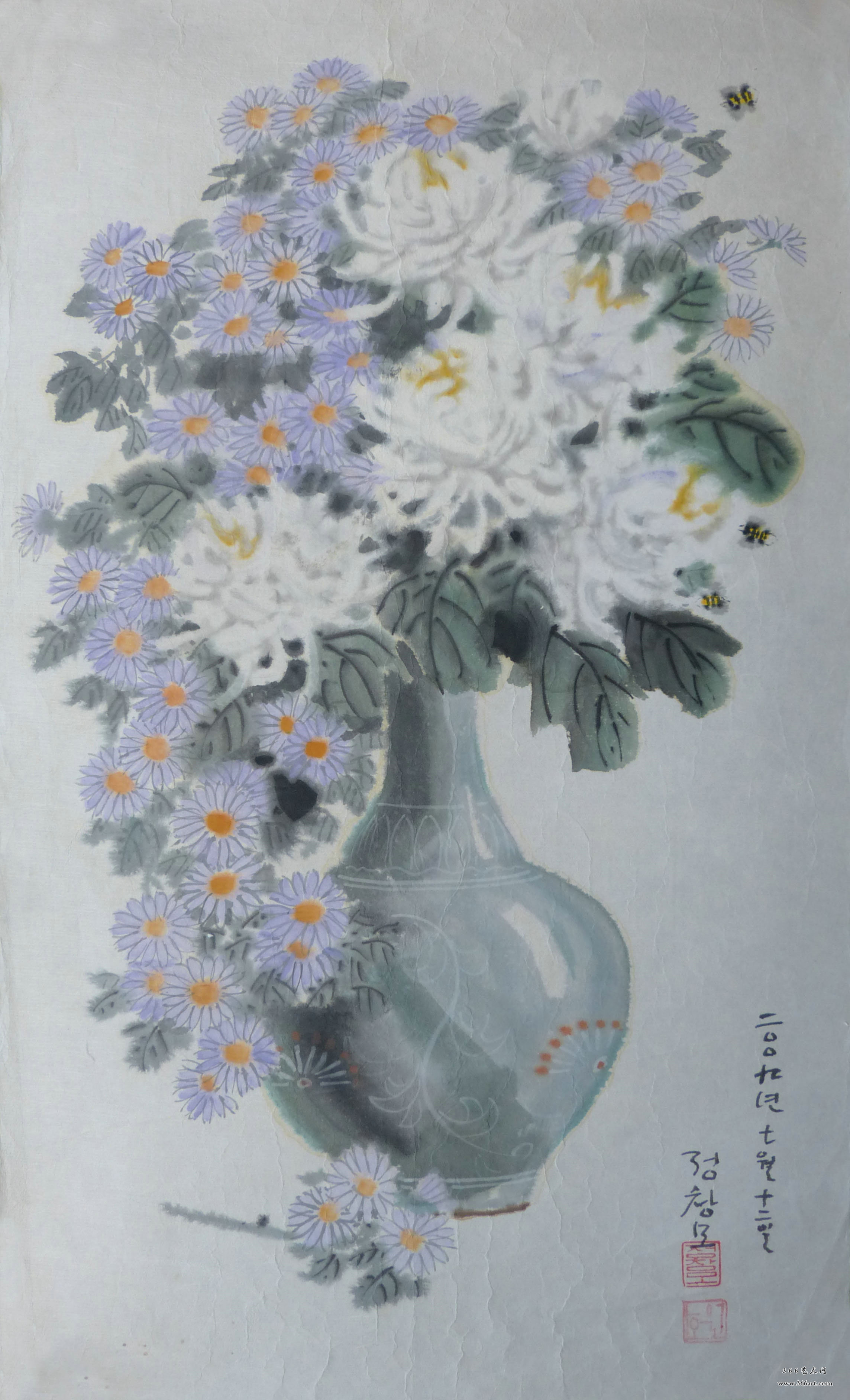 【朝鲜画】郑昶谟 紫菊 2009年 36 x 60cm