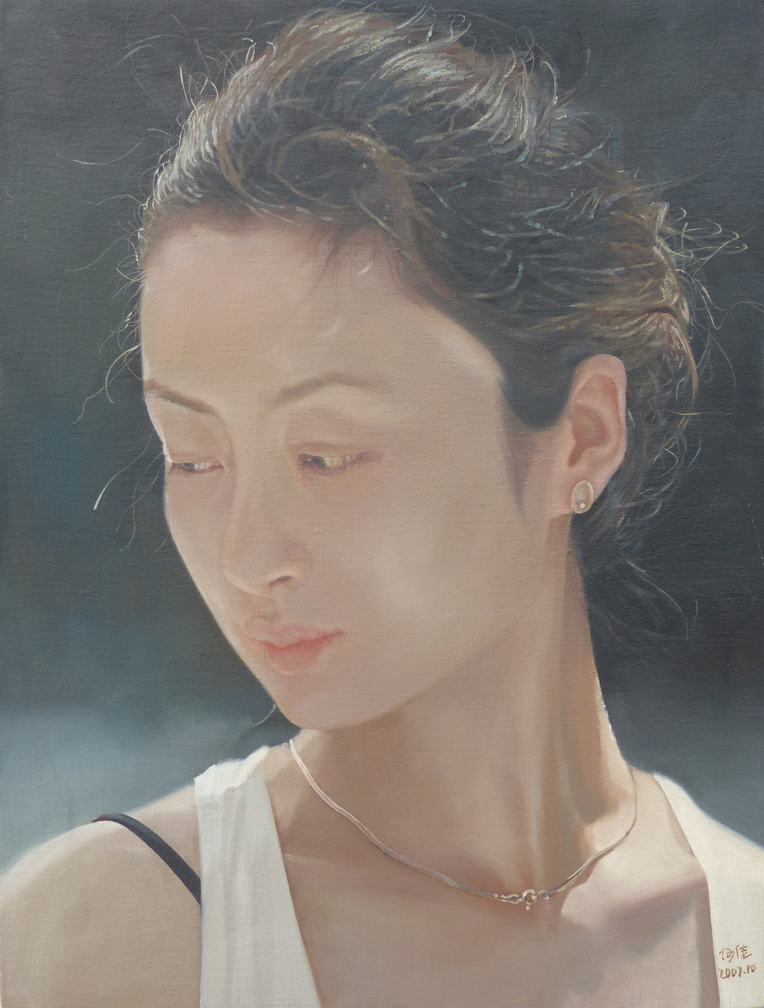 【中国油画】何佳 半侧女人像 2007年10月 79 x 64cm