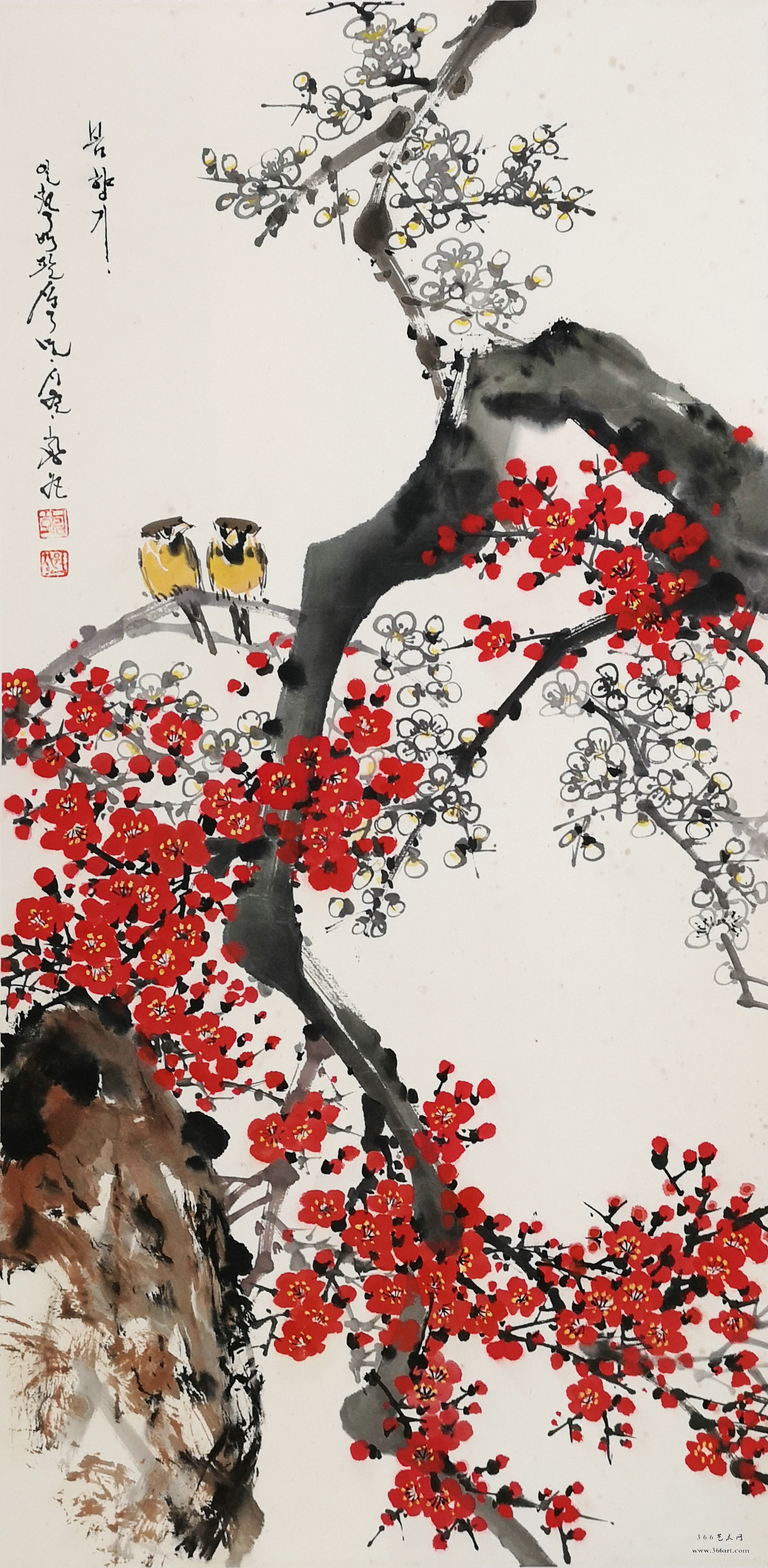 【朝鲜画】千昌原 春天的香气 1989年10月 46 x 92cm
