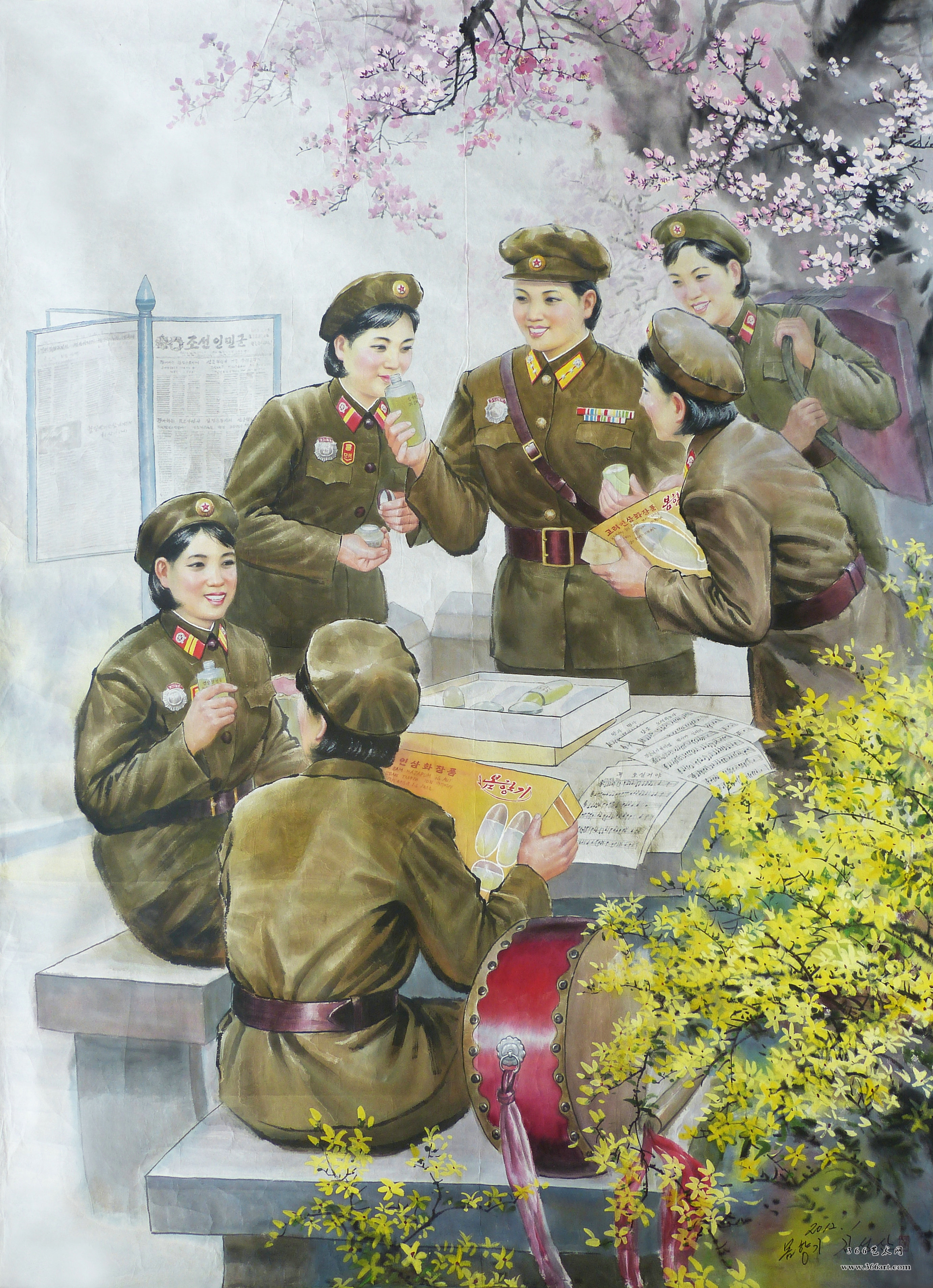 【朝鲜画】金石山 军中之花  2012年1月 127.5 x 177.5cm