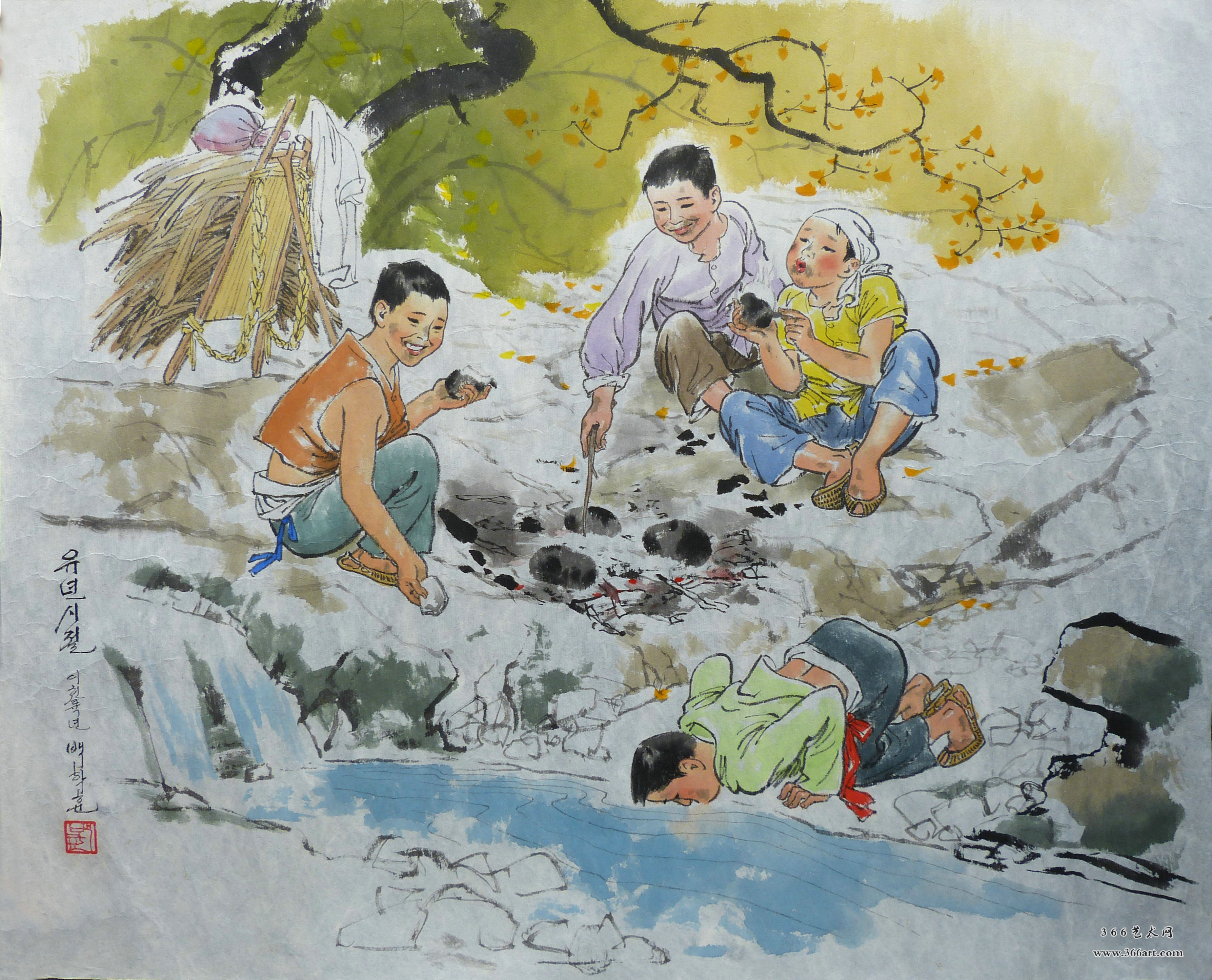 【朝鲜画】白学勋 烤土豆 2006年 79 x 55cm