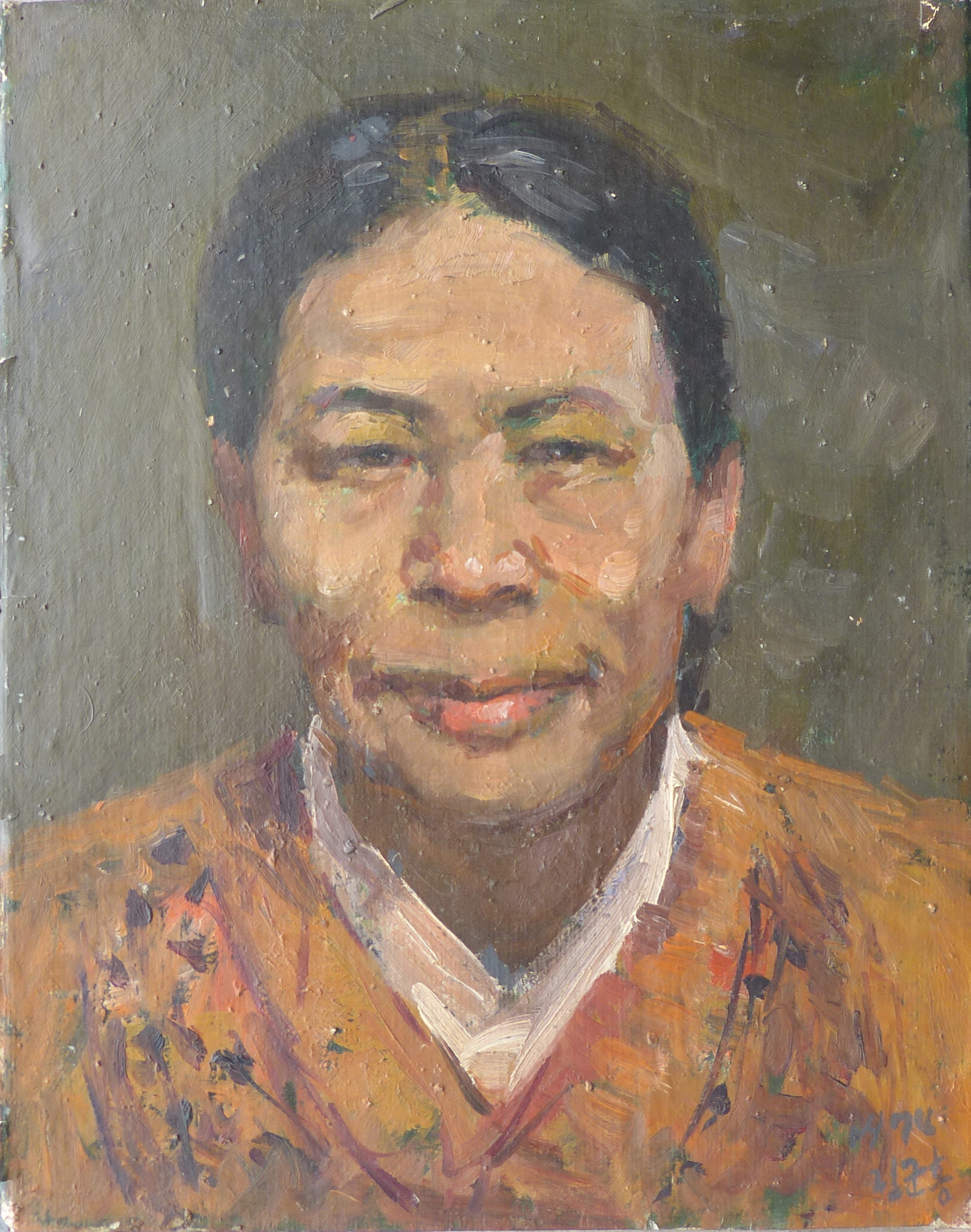 【朝鲜油画】林君鸿 朴京兰画像 1974年 25 x 32cm