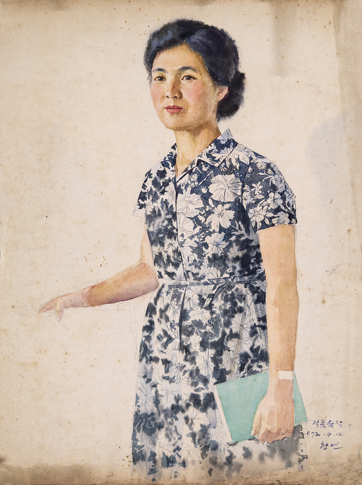 【朝鲜老画】咸昌渊 技术学员 1972年 54 x 40cm