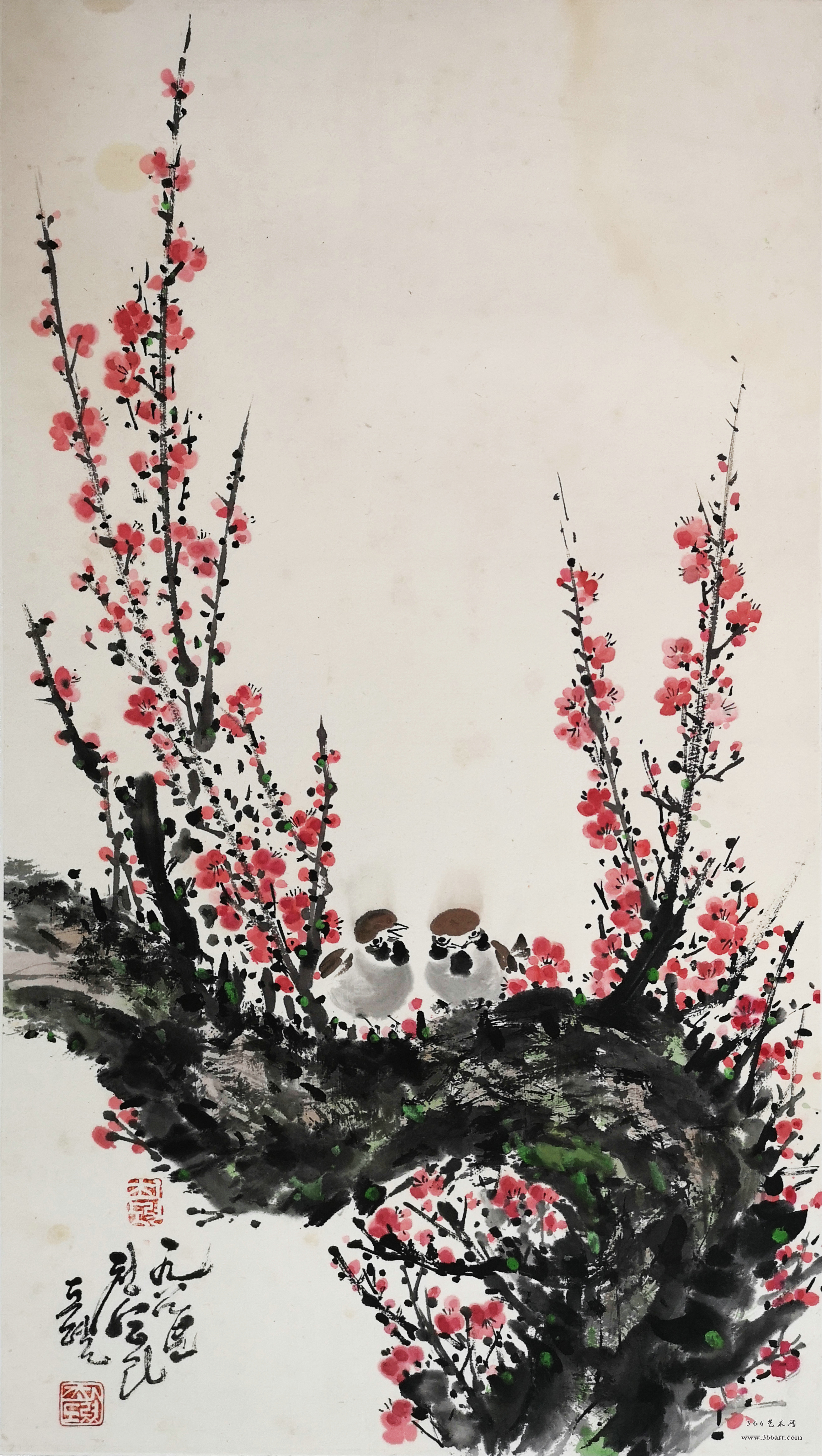 【朝鲜画】千昌原 梅 1982年 37 x 67cm