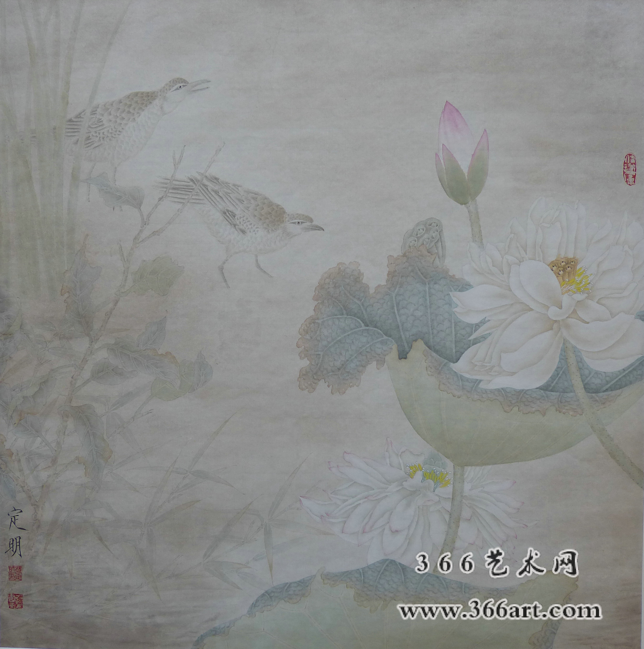 【中国水墨】葛定明 烟雨和风胭脂香 2014年 65 x 65cm