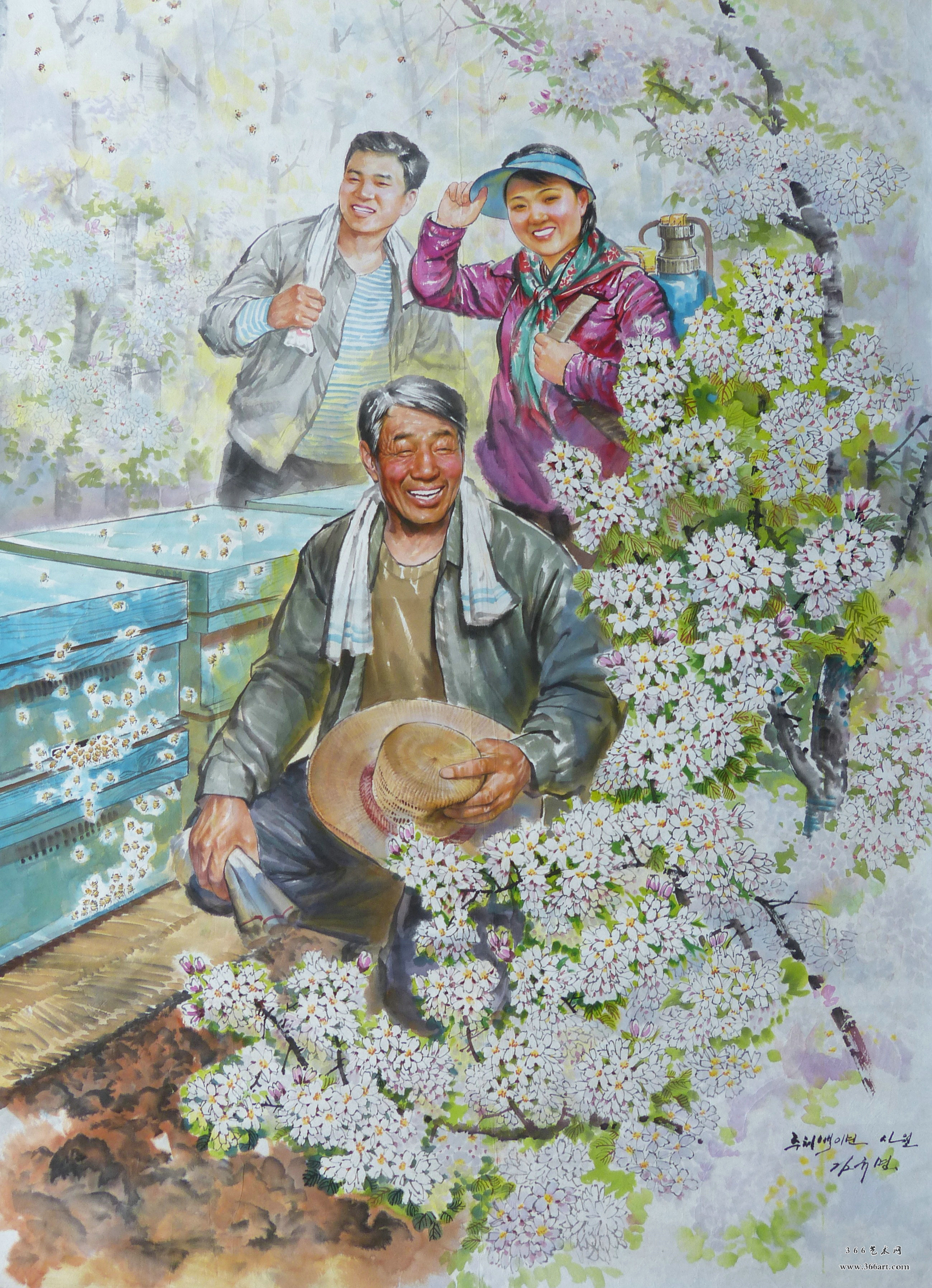【朝鲜主体画】金奎明 养蜂者 2013年4月 120 x 168cm