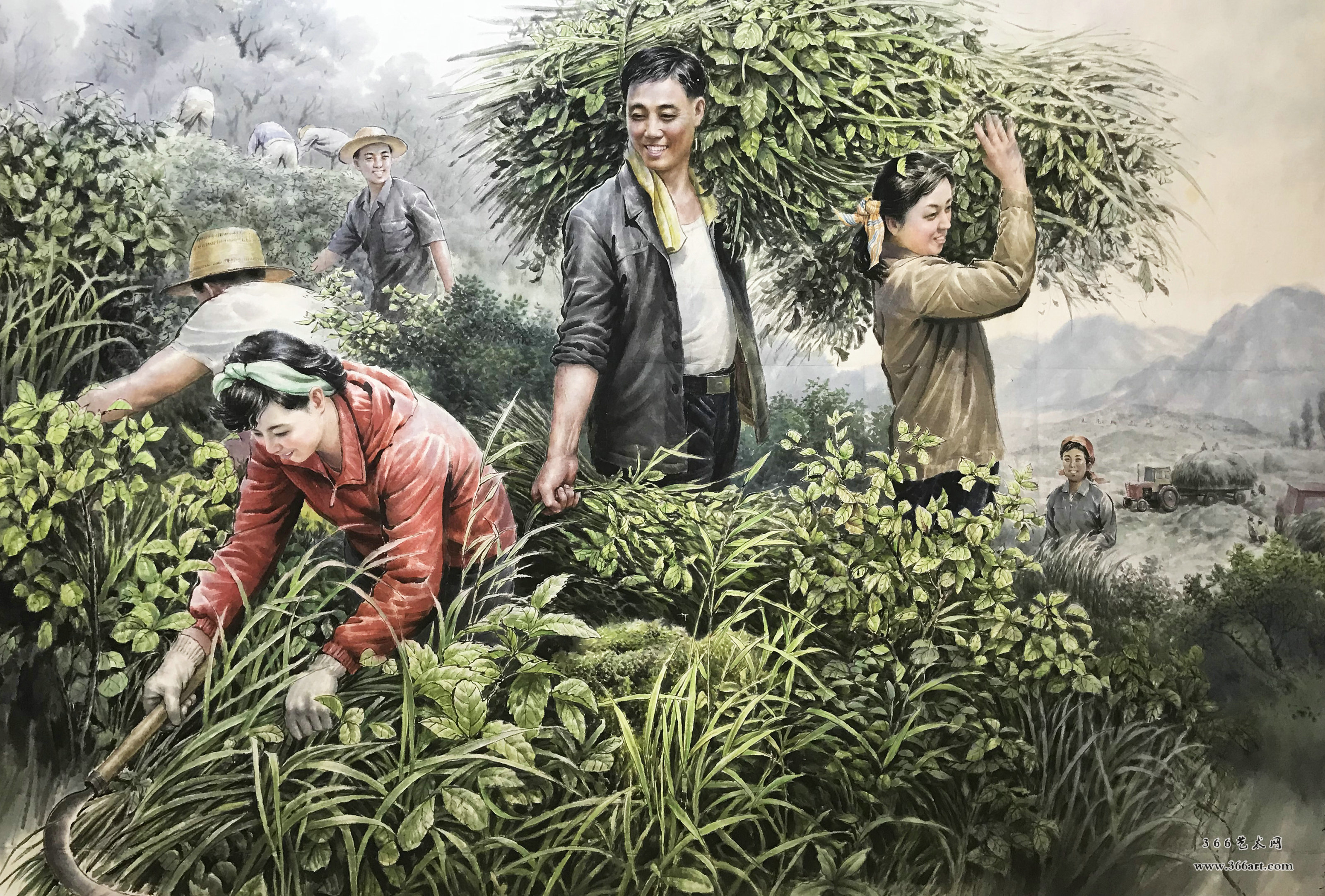 【朝鲜画】金在龙 集体劳作 2016年 188 x 130cm