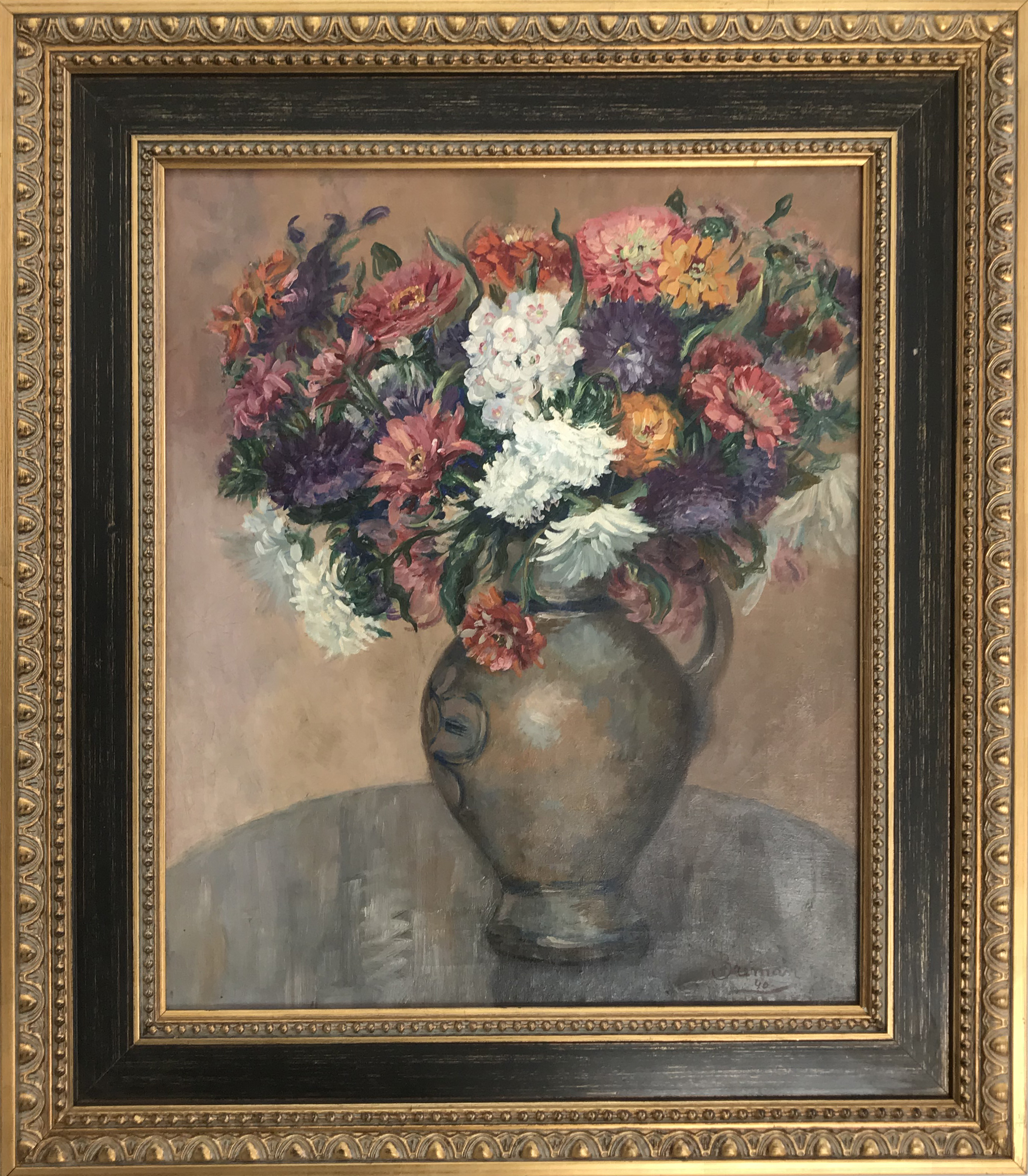 【欧洲油画】Bnemon 花卉静物 1940年 48 x 57cm