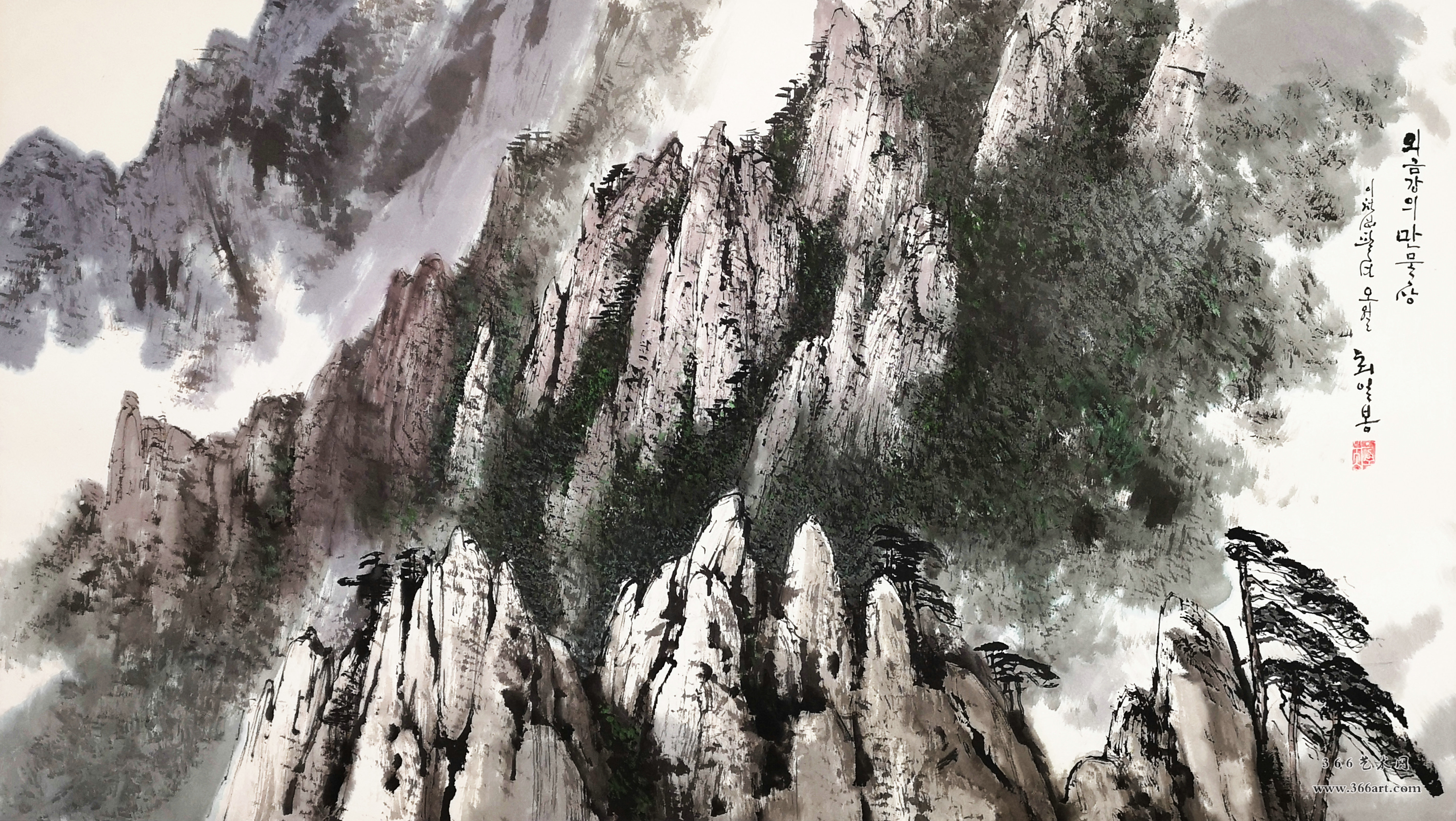 【朝鲜画】崔日峰 金刚山的春天 2018年 117 x 67cm