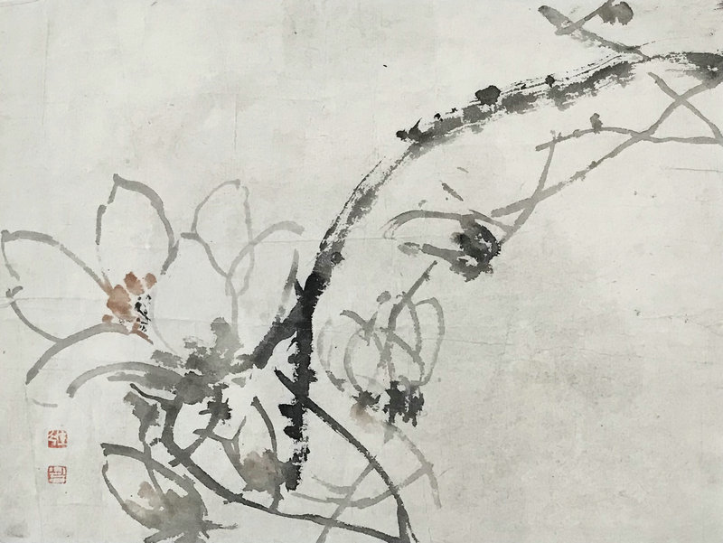 【朝鲜国画】李硕镐 木兰的香气28 x 21cm