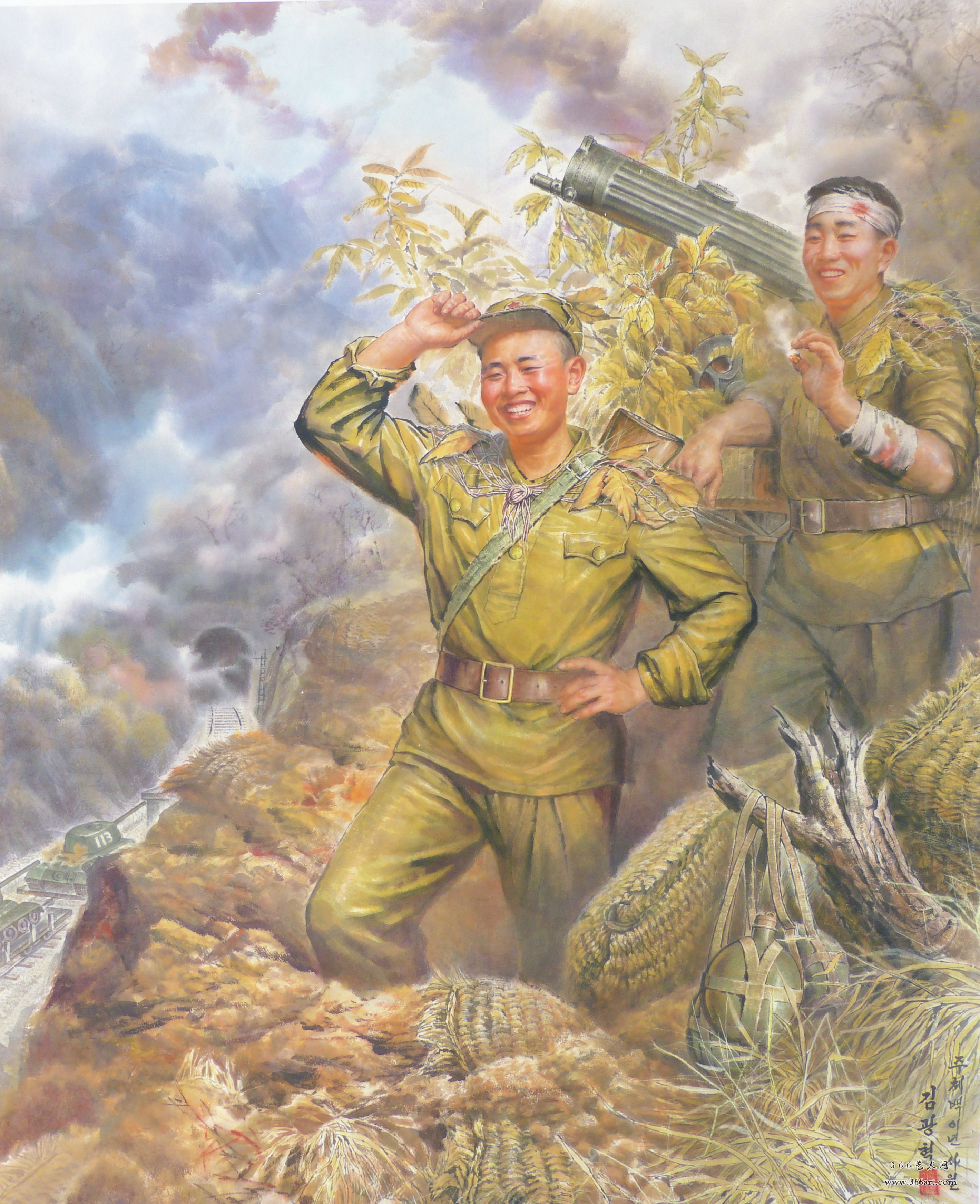 【朝鲜画】金光革 胜利的喜悦2013年4月 121 x 150cm