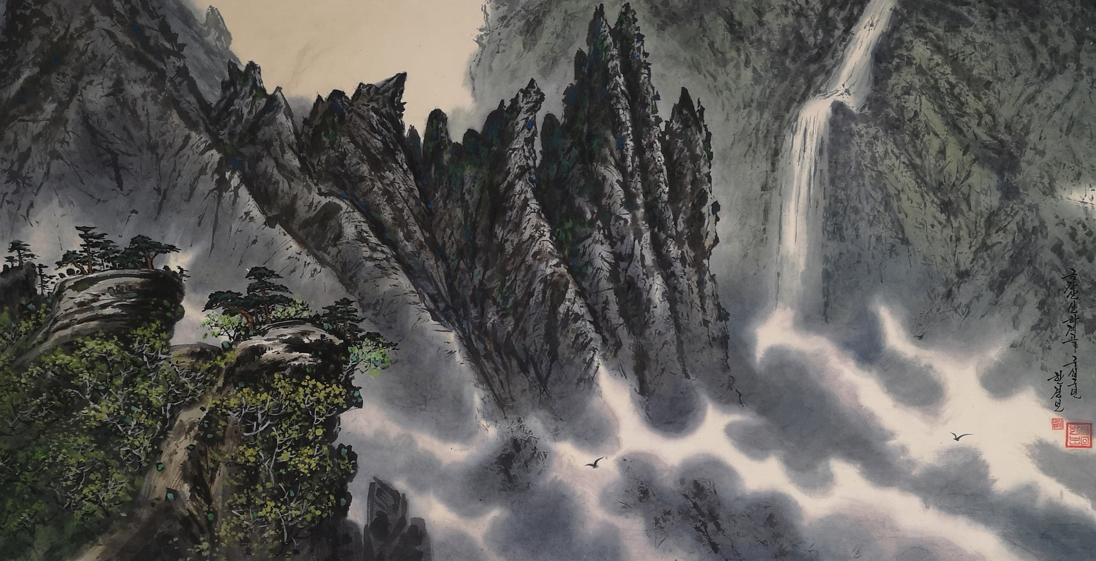 【朝鲜画】韩京宝 金刚山 1999年 131 x 67.5cm
