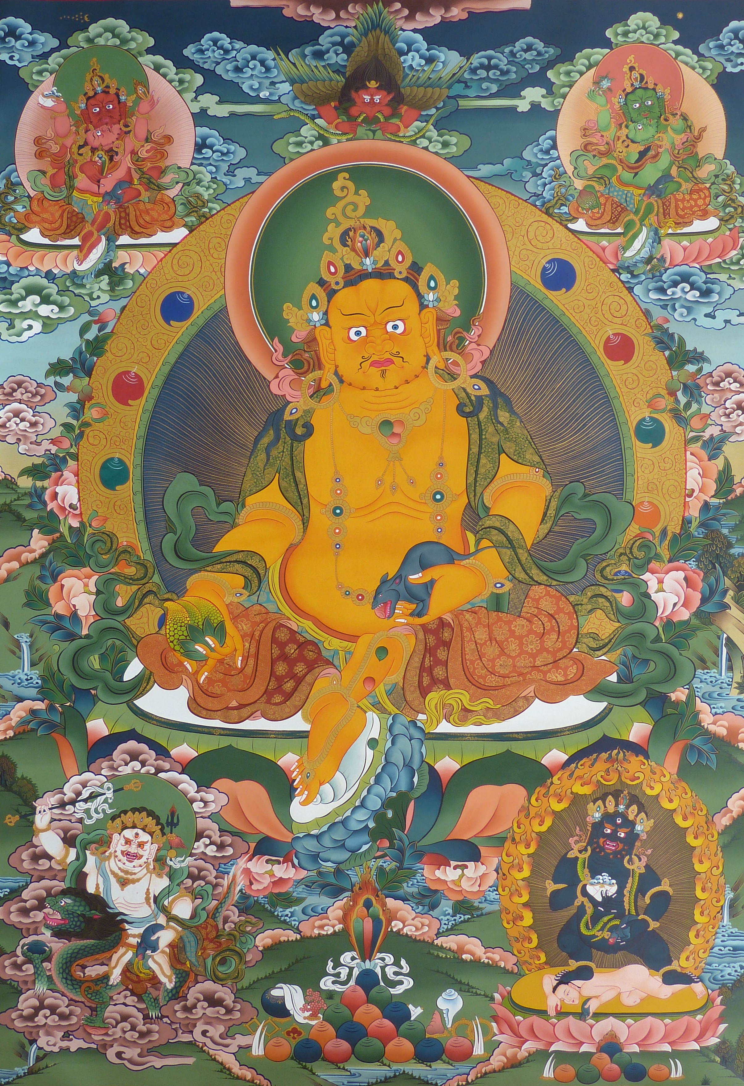 尼泊尔 黄财神 108 x 160cm（唐卡）