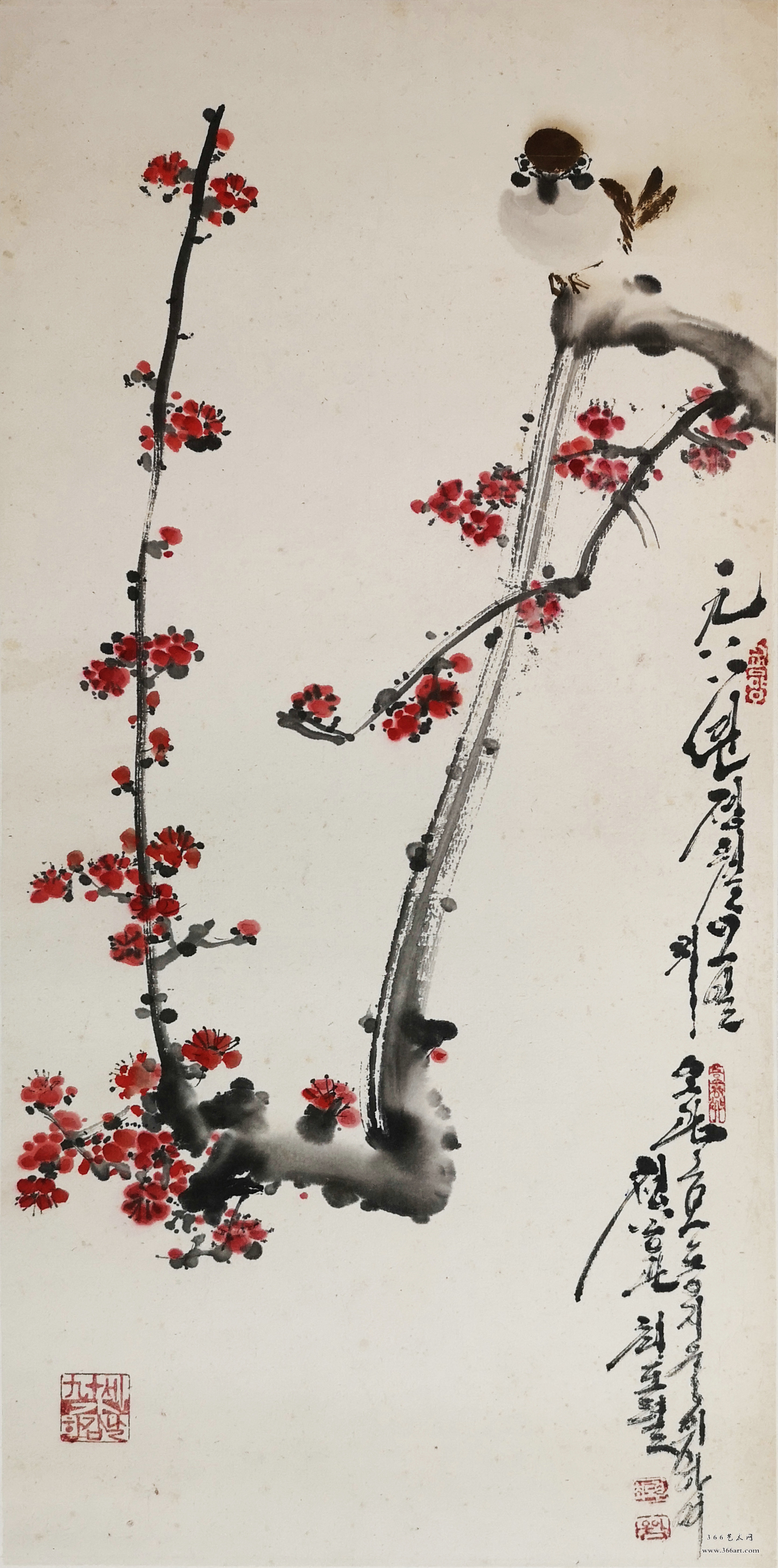 【朝鲜画】千昌原 红梅 1988年 26 x 55cm